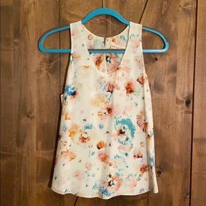 Rebecca Taylor size 4 silk floral drape-back top!